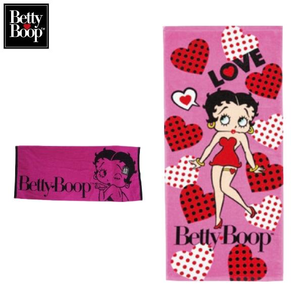 ベティブープ バスタオル フェイスタオル 2枚 セット ベティちゃん グッズ アメリカン雑貨 アメリカ雑貨 大判 BETTY BOOP キャラクター 綿 コットン かわいい | BETTY BOOP | 01