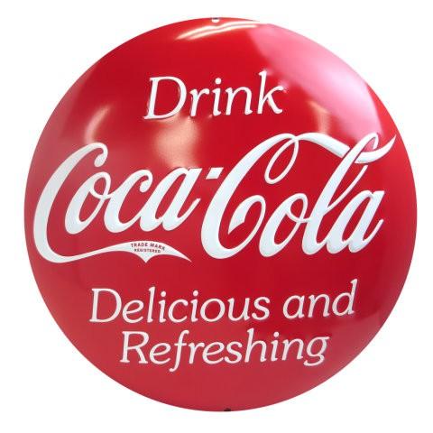 Coca Cola（コカコーラ） ボタン ブリキ看板 サインプレート 
