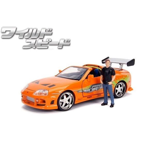 JADATOYS 1/24 ワイルドスピード ブライアン ミニカー 2台 セットトヨタ・スープラ A80型 フィギュア付き1台 BRIAN'S  NISSAN SKYLINE GT-R (BNR34) LGR 1台