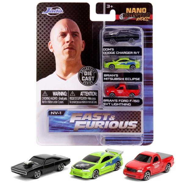 Jadatoys Nano Hollywood メーカー公式ショップ Rides Fast Amp Furious ミニサイズ３台ミニカーセット ミニカー ワイルドスピードダイキャストカー ワイルドスピード 3 Pack Nv 1