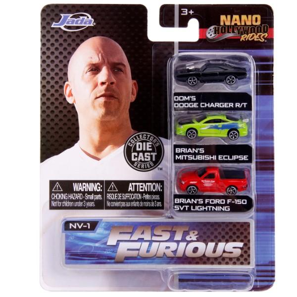 Jada JADATOYS Nano Hollywood Rides FAST & FURIOUS 3-PACK NV