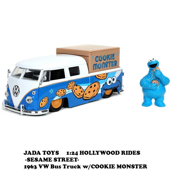 セサミストリート クッキーモンスタ　ダイキャスト　ワーゲンピックアップ　ミニカー Jada JADATOYS セサミストリート ミニカー クッキーモンスター