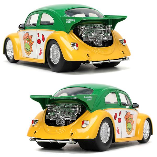 ニンジャ タートルズ ミニカー 1/24 ミケランジェロ フィギュア付 ワーゲンビートル JADA TOYS TURTLES 1959 VW DRAG BEETLE グッズ 車 おもちゃ アメトイ｜funandfunny｜07