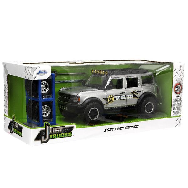 ミニカー 1/24 アメ車 ピックアップトラック フォード ブロンコ ダイキャストカー jadatoys JUST TRUCKS w/RACK & WHEELS 2021 FORD