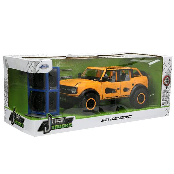 ミニカー 1/24 アメ車 ピックアップトラック フォード ブロンコ ダイキャストカー jadatoys JUST TRUCKS w/RACK & WHEELS 2021 FORD