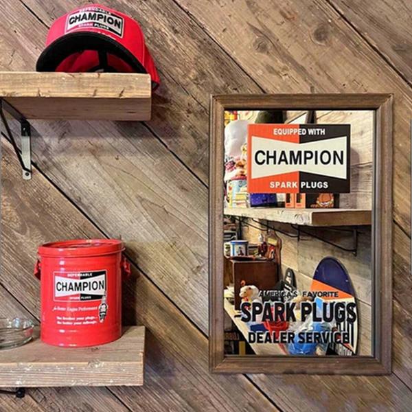 パブミラー アメリカン ウォールミラー ガレージ インテリア 木