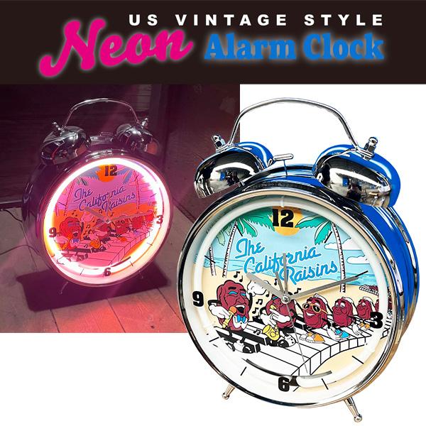 アラームクロック ネオンライト付き カリフォルニア レーズンズ アメリカン 目覚まし時計 キャラクター 置時計 アメリカ雑貨 インテリア