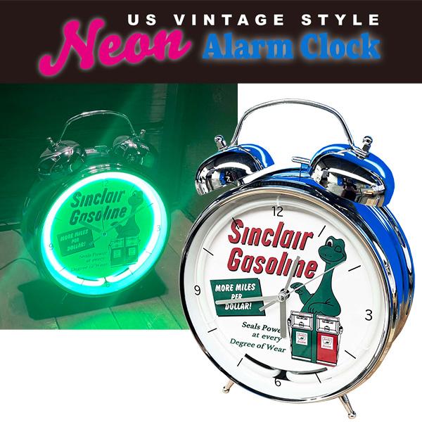アラームクロック ネオンライト付き シンクレア ガソリン アメリカン