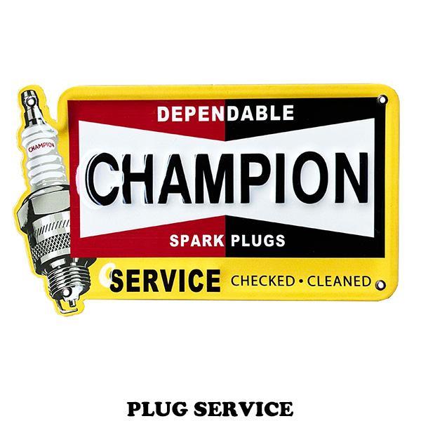 champion plug プロモーション バナー アメリカン雑貨 アメリカン ブリキ看板 モーター系 ミニ エンボスメタルサイン