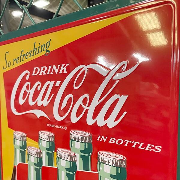 Coca Cola（コカコーラ） 看板 四角 ボトル6本 グッズ ブリキ看板
