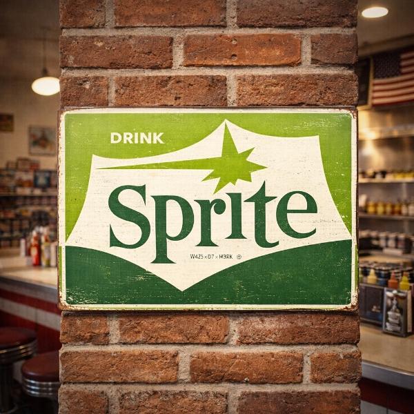 Coca Cola（コカコーラ） スプライト ブリキ看板 看板 エンボス メタル