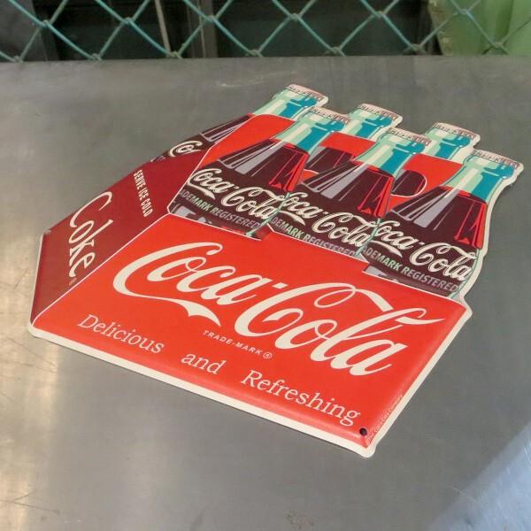 Coca Cola（コカコーラ） 看板 グッズ ブリキ看板 瓶 6本 ボドル