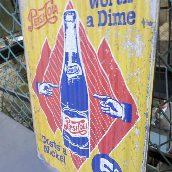 PEPSI（ペプシ） ブリキ看板 アメリカン アンティーク PEPSI - COLA