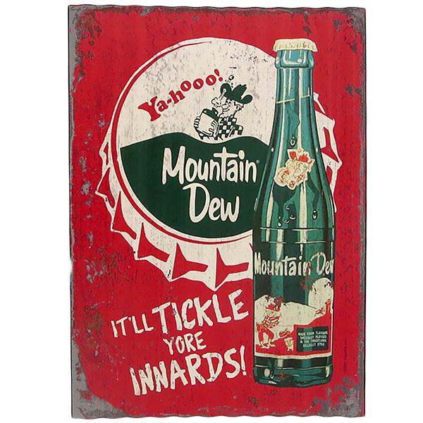 マウンテンデュー ブリキ看板 アメリカン MOUNTAIN DEW TICKLE INNARDS