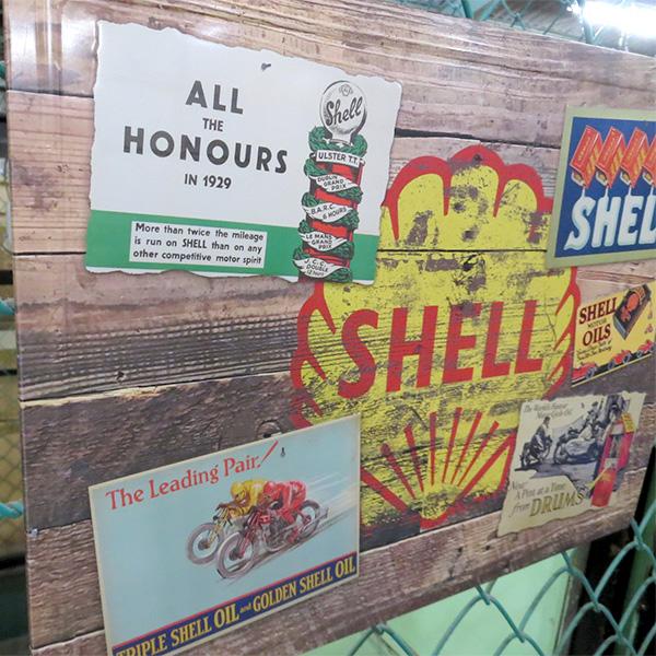 ブリキ看板 アメリカン ガレージ シェル shell 看板 エンボス メタル