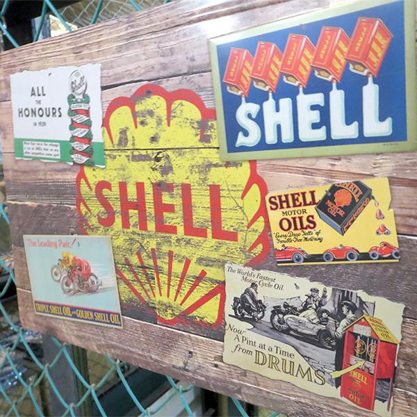ブリキ看板 アメリカン ガレージ シェル shell 看板 エンボス メタル