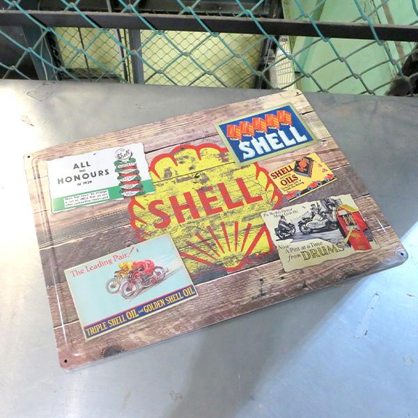 ブリキ看板 アメリカン ガレージ シェル shell 看板 エンボス メタル