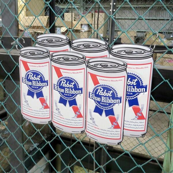 ブリキ看板 パブストブルーリボン ビール 缶 6本 パブスト グッズ