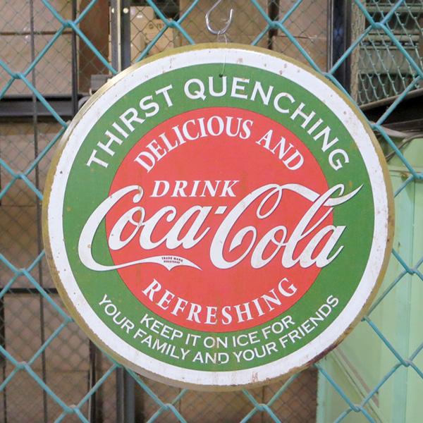 Coca Cola（コカコーラ） 看板 丸型 コカコーラグッズ ブリキ看板