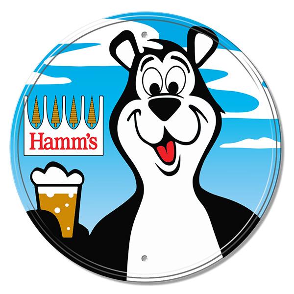 ブリキ看板 ハムズビール ハムズベア ビール ハムズ BEER Hamm's アメリカン雑貨 アメリカン おしゃれ アメリカン雑貨 丸形 アンティーク雑貨