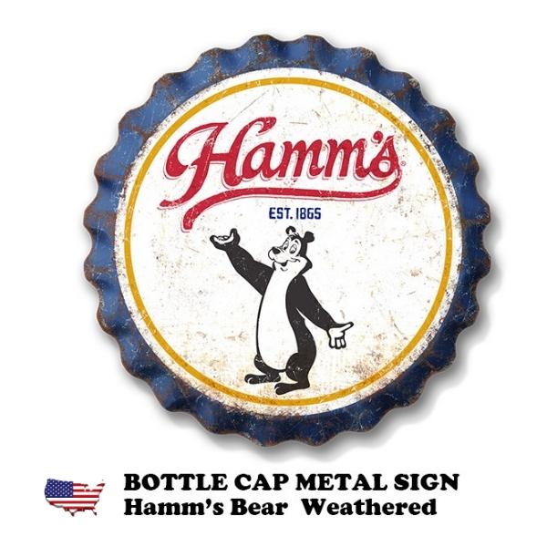 ブリキ看板 ボトルキャップ Hamm’s かわいい プレート ビール バー 新品 ハムズビール ブリキ看板 アメリカン アメリカン雑貨 おしゃれ