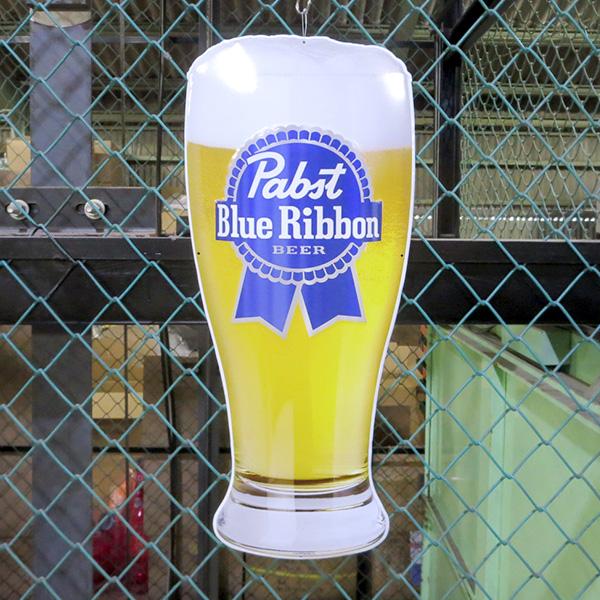 パブストビール ブリキ看板 大型 アメリカン アメリカン雑貨 おしゃれ ガレージ ダイカット エンボス メタルサイン Pabst Glass Blue Ribbon レトロ_3