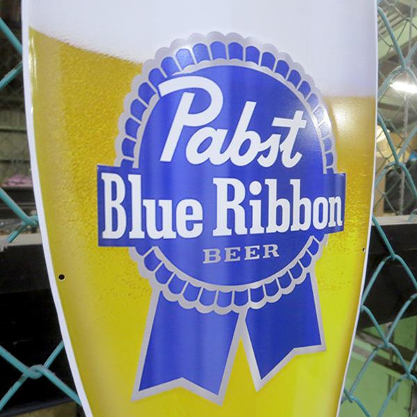 パブストビール ブリキ看板 大型 アメリカン アメリカン雑貨 おしゃれ ガレージ ダイカット エンボス メタルサイン Pabst Glass Blue Ribbon レトロ_7