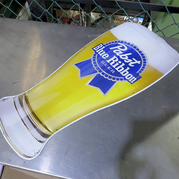 パブストビール ブリキ看板 大型 アメリカン アメリカン雑貨 おしゃれ ガレージ ダイカット エンボス メタルサイン Pabst Glass Blue Ribbon レトロ_9