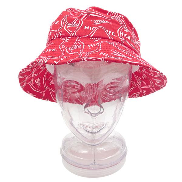 バケットハット メンズ ミラービール 総柄 レッド ハット 帽子 大きい