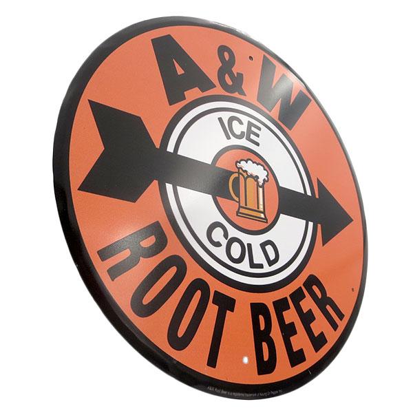ラウンド ブリキ看板 エイアンドダブリュ ビール メタルサイン A&W