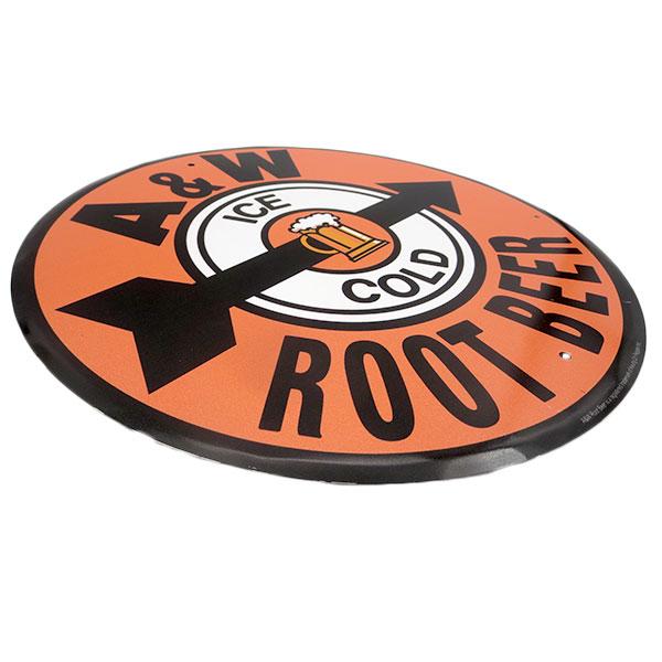 ラウンド ブリキ看板 エイアンドダブリュ ビール メタルサイン A&W