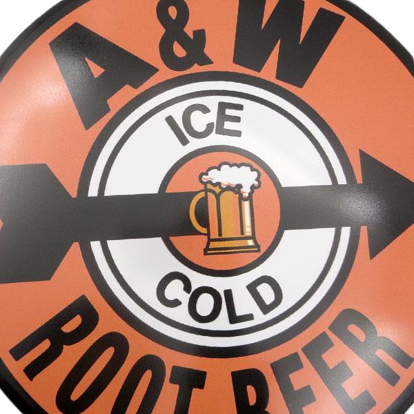 ラウンド ブリキ看板 エイアンドダブリュ ビール メタルサイン A&W