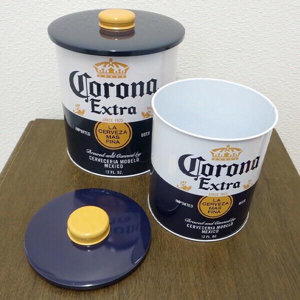 コロナビール キャニスター 缶 8.5インチ 丸型 蓋つき コロナビール