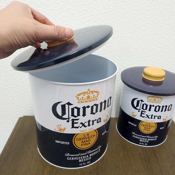 コロナビール キャニスター 缶 8.5インチ 丸型 蓋つき コロナビール