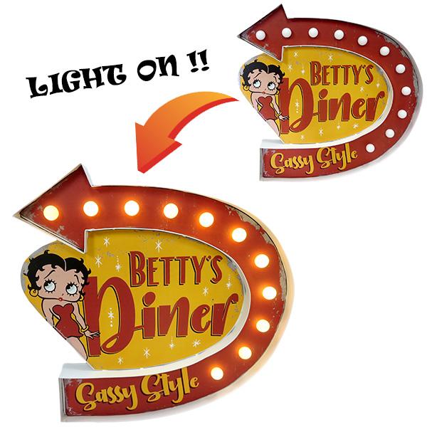 BETTY BOOP ベティちゃん グッズ 電飾看板 ブリキ看板 電球付き