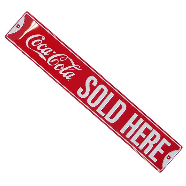 Coca Cola コカコーラ 看板 アメリカン雑貨 COKE SOLD HERE STREET コカ・コーラ ブリキ看板 ガレージ グッズ ...