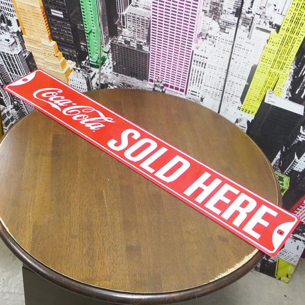 Coca Cola コカコーラ 看板 アメリカン雑貨 COKE SOLD HERE STREET コカ・コーラ ブリキ看板 ガレージ グッズ ...