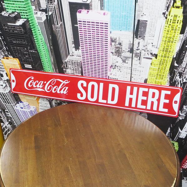 Coca Cola コカコーラ 看板 アメリカン雑貨 COKE SOLD HERE STREET コカ・コーラ ブリキ看板 ガレージ グッズ ...