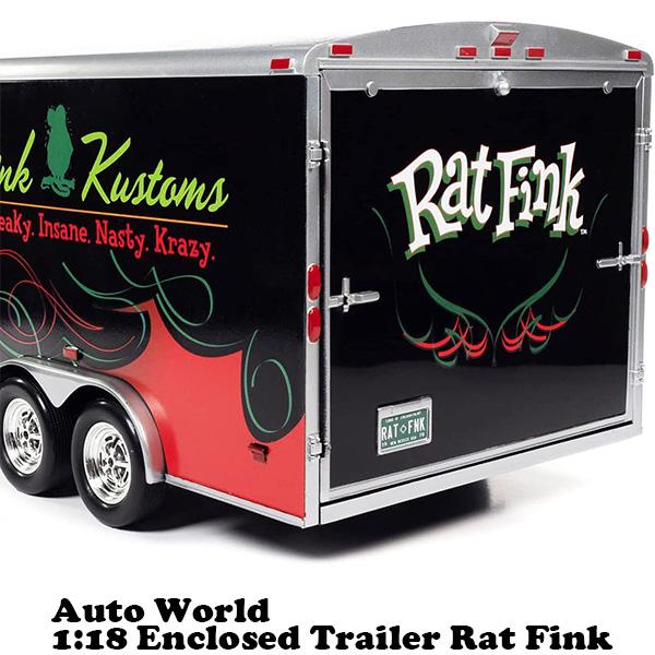 ミニカー 1/18 ラットフィンク トレーラー ダイキャストカー Auto World 1:18 Rat Fink Four Wheel Enclosed Trailer ラット フィンク アメトイ アメ車｜funandfunny｜06