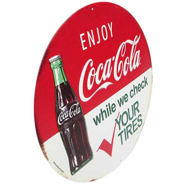Coca Cola コカコーラ 看板 ブリキ看板 TIRE CHECK コカ・コーラ