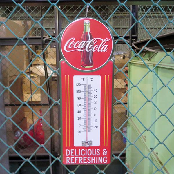 Coca Cola（コカコーラ） 看板 温度計 グッズ エンボスメタルサイン