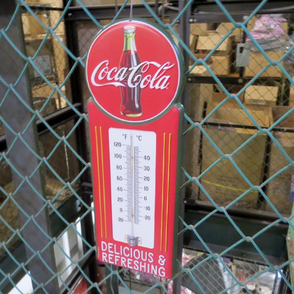 Coca Cola（コカコーラ） 看板 温度計 グッズ エンボスメタルサイン