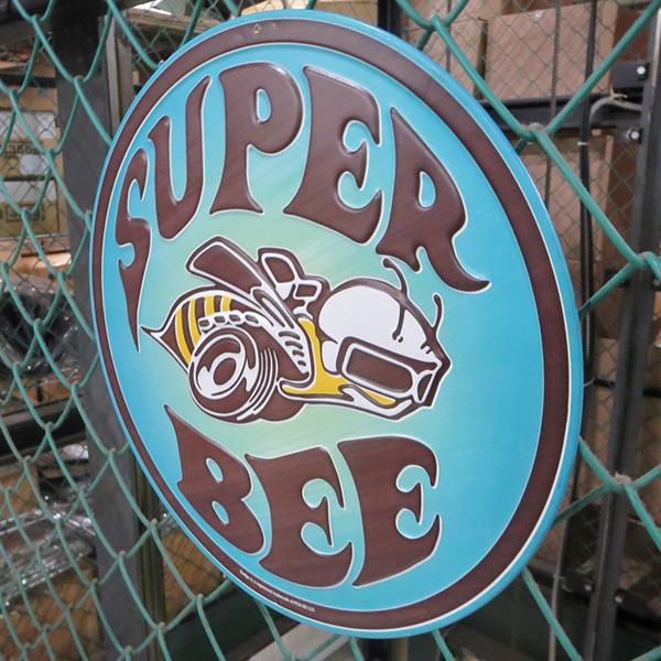 ブリキ看板 ダッジ DODGE SUPER BEE 丸形 ガレージ アメリカン