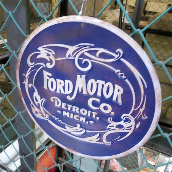 フォード 丸形 ブリキ看板 アメリカン ガレージ おしゃれ 車