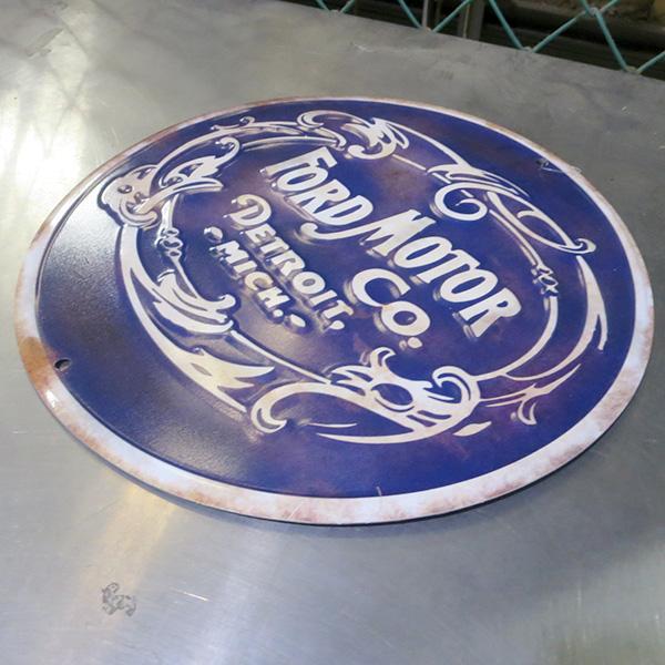 ビンテージ　Ford 看板 　アメリカ　ガレージ フォード 丸形 ブリキ看板 アメリカン ガレージ おしゃれ 車