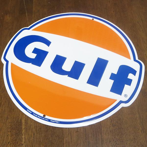 アメリカ製】ラウンドメタルサイン GULF アメリカの石油会社ガルフの