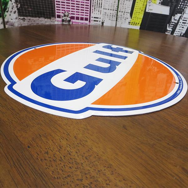 ブリキ看板 オイル GULF ガレージ ラウンドメタルサイン 車 アメリカン