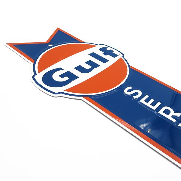 ブリキ看板 GULF ガレージ アメリカ雑貨 ダイカット エンボス