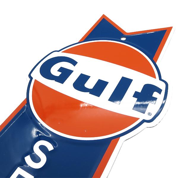 ブリキ看板 GULF ガレージ アメリカ雑貨 ダイカット エンボス