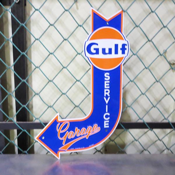 BIG ダイカット エンボスメタルサイン ガスポンプ GULF 看板